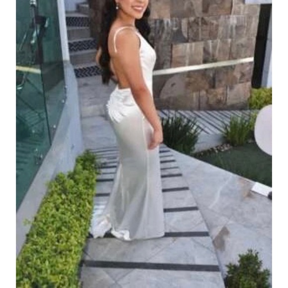 Paris Ruched Detail Backless Floor Length Slip Dress - Picture 6 of 12